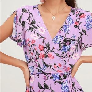 NWOT Lulu’s Purple Floral Wrap Dress
